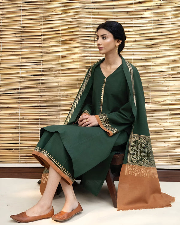 DYOT DHANAK 3PC EMBROIDERED | D # 184